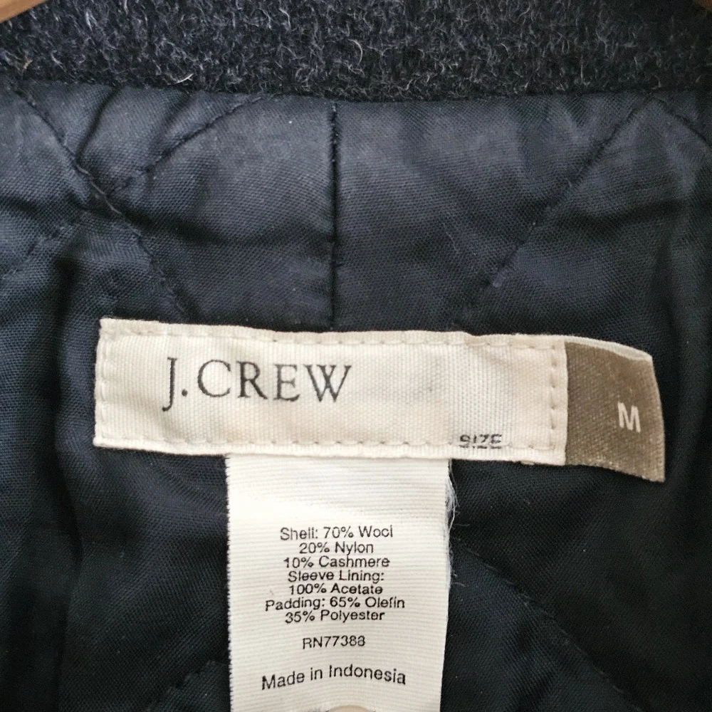 J.Crew Charcoal Wool Cashmere Peacoat Jacket Quilted Lining Womens Size M - Picture 4 of 15